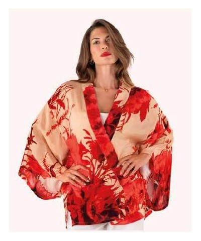 GIACCA KIMONO ROUGE BLOOMS